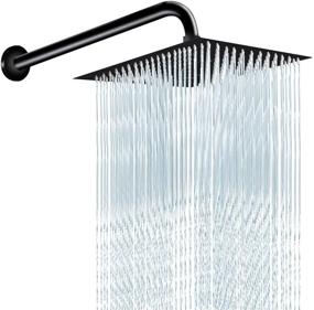 img 4 attached to 🚿 Ultra-Large Black 12 Inch Shower Head with Extended 15 Inch Arm: Superior Showering Experience!