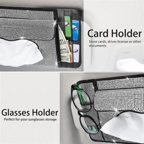 img 2 attached to 🚘 Sparkly Car Tissue Holder with Card Wallet - Senose Sun Visor Organizer, Glitter Tissue Dispenser for Car, Cute Truck Wipes Case Napkin Box, Women's Bling Car Accessories