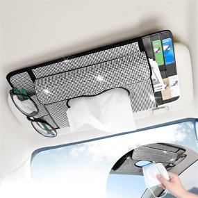 img 4 attached to 🚘 Sparkly Car Tissue Holder with Card Wallet - Senose Sun Visor Organizer, Glitter Tissue Dispenser for Car, Cute Truck Wipes Case Napkin Box, Women's Bling Car Accessories