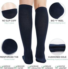 img 2 attached to 🧦 Athlemo Compression Socks (6 Pairs) - Cotton Knee High for Men & Women, 8-15mmHg Circulation Support