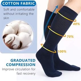 img 3 attached to 🧦 Athlemo Compression Socks (6 Pairs) - Cotton Knee High for Men & Women, 8-15mmHg Circulation Support