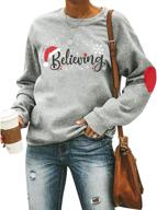 festive santa hat pullover sweatshirt: funny christmas graphic shirt 🎅 for women - holiday tops that ignite the spirit of believing! logo