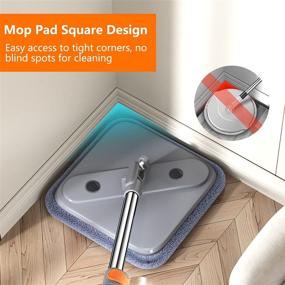 img 2 attached to 🧹 Upgraded Spin Mop and Bucket: Separate Dirty and Clean Water, Square Microfiber Mop for Effective Floor Cleaning, Self-Wringing Wet and Dry, Flat Mop with 2 Microfiber Pads for All Types of Floors