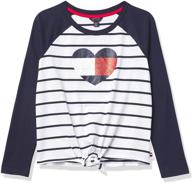 👚 stylish and comfortable: tommy hilfiger girls' long sleeve stripe tee shirt for all-day fashion logo