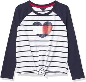 img 4 attached to Стильная и удобная: Длинный рукав Tommy Hilfiger для девочек с полосками на весь день.