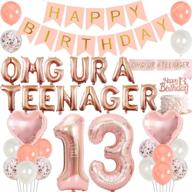 rose gold 13th birthday party decorations for teen girls - omg, you're a teenager! balloons banner, sash, tinsel cake topper logo