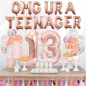 img 2 attached to Rose Gold 13th Birthday Party Decorations for Teen Girls - Omg, You're a Teenager! Balloons Banner, Sash, Tinsel Cake Topper