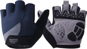 img 4 attached to SCAVOR Padded Fingerless Mesh Gloves for Mountain Biking - Unisex, Full Thumb Half Finger Design - Ideal for Sports, Cycling, Fishing, Wheelchair Use