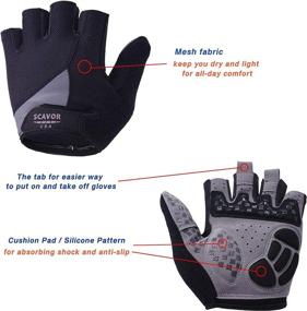 img 2 attached to SCAVOR Padded Fingerless Mesh Gloves for Mountain Biking - Unisex, Full Thumb Half Finger Design - Ideal for Sports, Cycling, Fishing, Wheelchair Use