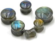 🔦 chuanci labradorite stone ear flesh tunnel plugs: double flared, glow-in-the-dark ear gauges expander – pair logo