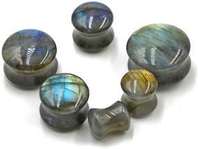 img 4 attached to 🔦 CHUANCI Labradorite Stone Ear Flesh Tunnel Plugs: Double Flared, Glow-in-the-Dark Ear Gauges Expander – Pair