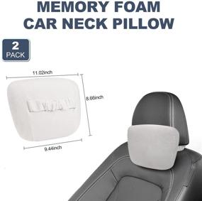 img 3 attached to Soft Breathable Ergonomic Memory Foam Car Headrest Pillow 2 Pack - Adjustable Strap Neck Support Cushion for Tesla, Car SUVs, Trucks, and Vans by BMZX