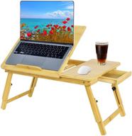 📚 homemiyn bamboo laptop lap desk with adjustable tilt top and lip, compact bed table desk with legs, adjustable lap trays for adults' breakfast in bed logo