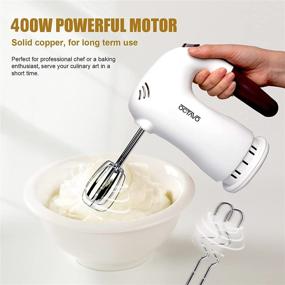 img 1 attached to OCTAVO Hand Mixers Electric: Easy Eject Button, 2 Beaters + 2 Dough Hooks, Power 400W