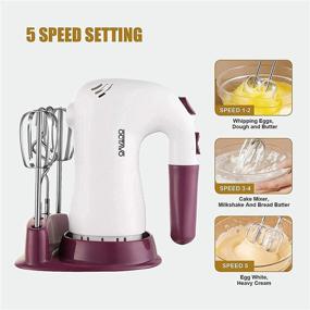 img 2 attached to OCTAVO Hand Mixers Electric: Easy Eject Button, 2 Beaters + 2 Dough Hooks, Power 400W