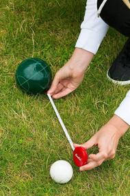 img 2 attached to 🎾 High-quality Baden Champions 90mm Bocce Ball Set – Carry Case & Measuring Tape Included – Vibrant Red/Green