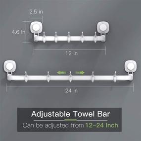 img 3 attached to 🛀 LUXEAR 24-inch Adjustable Suction Cup Towel Bar - No Drill &amp; Removable Hand Towel Holder with Sliding Hooks - Wall Mounted Towel Rack for Bathroom, Kitchen, Door - White