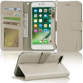 img 4 attached to Arae iPhone 7 Plus/iPhone 8 Plus Wallet Case: Premium PU Leather with Kickstand and Flip Cover - Beige & Light Gray, 5.5 inch