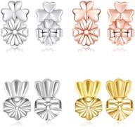 👂 hypoallergenic adjustable earring lifters in gold plated sterling silver & rose gold - set of 4 pairs of earring jewelry logo