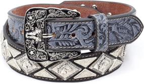 img 4 attached to 🌟 West Star Genuine Leather Longhorn Buckle Concho Horse Praye Bullrider Rooster Star - Sparkling Style!