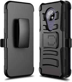 img 1 attached to Cricket Ovation, AT&T Radiant Max (U705AC/U705AA) Case with Tempered Glass Screen Protector 📱 - Full Coverage, Belt Clip Holster, Heavy Duty Shockproof Armor Defender Case - Black