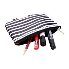 img 2 attached to 💼 Vaultz Locking Everyday Case: Stylish Black and White Stripe Cosmetics Storage (VZ03756)