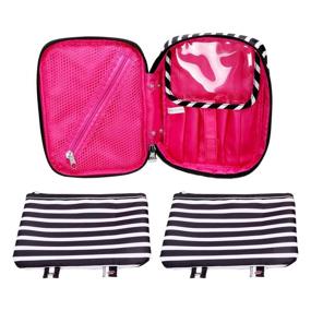 img 1 attached to 💼 Vaultz Locking Everyday Case: Stylish Black and White Stripe Cosmetics Storage (VZ03756)