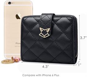 img 3 attached to 👛 Women's Small Leather Wallets - Quilted Genuine Leather in Gift Box Packaging, Mini Designer Purses with Checkered Bifold, Stylish Compact Accordion Wallet for Fashionable Ladies, Credit Card Holders Included (Black)
