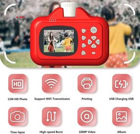 img 3 attached to 📸 Gemgucar WiFi Instant Print Digital Kids Camera 1080P Girls Camera No Ink Print Photo 180° Rotating Lens 32GB SD Card Video Camera for 3-12 Years Old Boys Girls (Red)