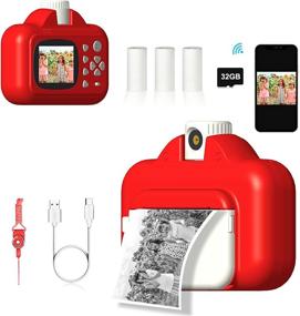 img 4 attached to 📸 Gemgucar WiFi Instant Print Digital Kids Camera 1080P Girls Camera No Ink Print Photo 180° Rotating Lens 32GB SD Card Video Camera for 3-12 Years Old Boys Girls (Red)