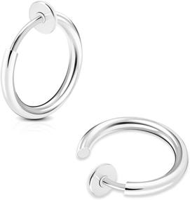 img 1 attached to 👃 CrazyPiercing Surgical Steel Non-Pierced Hoops: Clip-On Fake Nose, Lip, and Ear Rings - Set of 8