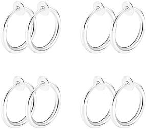 img 4 attached to 👃 CrazyPiercing Surgical Steel Non-Pierced Hoops: Clip-On Fake Nose, Lip, and Ear Rings - Set of 8