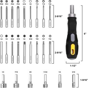 img 3 attached to 🔧 Превосходный набор рачаговых отверток Hurricane, 26 предметов: биты из хром-ванадиевой стали, прочный нейлоновый чехол