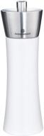 zassenhaus augsburg pepper grinder mill, 7-inch, gloss white stainless steel logo