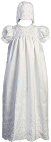 img 1 attached to Embroidered Shantung Christening Baptism Gown Set with Bonnet - Elegant Long White Design