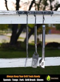 img 4 attached to 🔧 Cave Tools Multi-Purpose BBQ Utensil and Grill Accessories Hook Rack - 5 Wall Hooks Rail + Screwdriver