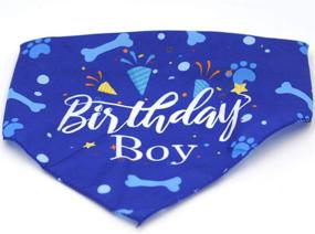 img 3 attached to 🐶 Stylish Blue Leaves Dog Birthday Bandana for Medium to Large Dogs: Perfect Party Prop and Photo Accessory!