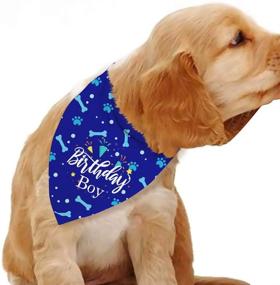 img 4 attached to 🐶 Stylish Blue Leaves Dog Birthday Bandana for Medium to Large Dogs: Perfect Party Prop and Photo Accessory!