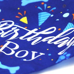 img 1 attached to 🐶 Stylish Blue Leaves Dog Birthday Bandana for Medium to Large Dogs: Perfect Party Prop and Photo Accessory!