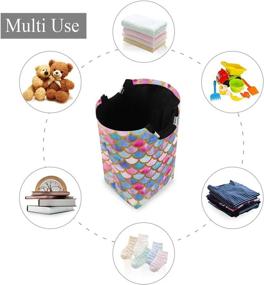 img 1 attached to 🧺 Organize Your Laundry in Style with Ollabaky Large Foldable Laundry Hamper Bag - Colorful Mermaid Scales Design for Family, Dormitory, Washhouse