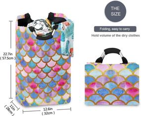 img 3 attached to 🧺 Organize Your Laundry in Style with Ollabaky Large Foldable Laundry Hamper Bag - Colorful Mermaid Scales Design for Family, Dormitory, Washhouse