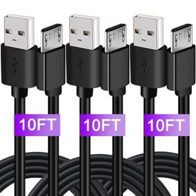img 4 attached to 🎮 High-Quality 3Pack 10FT PS4 Charger Cord for Xbox One & PS4 Controllers – Rapid Charging & Data Sync Cable