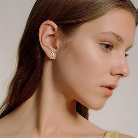 img 3 attached to 👂 925 Sterling Silver Stud Earrings with 18K Yellow Gold/Rose Gold Plating, A-Z Initial Name Design for Women and Teen Girls, Lightweight and Hypoallergenic Earrings for Comfort