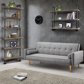 img 2 attached to 📚 WGX Design For You Industrial 6-Tier Modern Ladder Shelf Bookcase: Stylish Wood Storage Display Shelving, Wall Mounted Metal Wood Shelves Bookshelf in Vintage Wrought Iron Finish