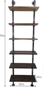 img 3 attached to 📚 WGX Design For You Industrial 6-Tier Modern Ladder Shelf Bookcase: Stylish Wood Storage Display Shelving, Wall Mounted Metal Wood Shelves Bookshelf in Vintage Wrought Iron Finish