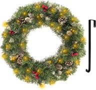 🎄 prelit christmas artificial wreaths: livego 20 inch battery operated small winter xmas wreath with hanger & 8 modes led lights логотип