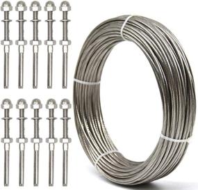 img 4 attached to 🔗 WELTEK 10-Pack Cable Railing Kit with Threaded Stud Tension End Fitting Terminal &amp; 105 Feet 1/8 Stainless Steel Aircraft Wire Rope - Marine Grade T316 7x7