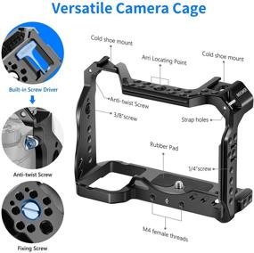 img 3 attached to Neewer Camera Cage for Sony Alpha 7S III A7S3 - Aluminum Alloy DSLR Rig Stabilizer with 1/4” &amp; 3/8” Threads, Cold Shoe, NATO Rail - Perfect for Vlogging, Filmmaking, Video Shooting - VS102