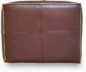 img 3 attached to Handmade Moroccan Leather Unstuffed Pouf Ottoman - Genuine Leather Square Boho Cube Foot Rest - Dark Brown Unstuffed Pouf Ottoman Crafted by Artisans