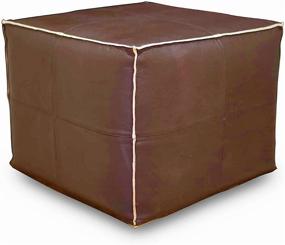 img 2 attached to Handmade Moroccan Leather Unstuffed Pouf Ottoman - Genuine Leather Square Boho Cube Foot Rest - Dark Brown Unstuffed Pouf Ottoman Crafted by Artisans